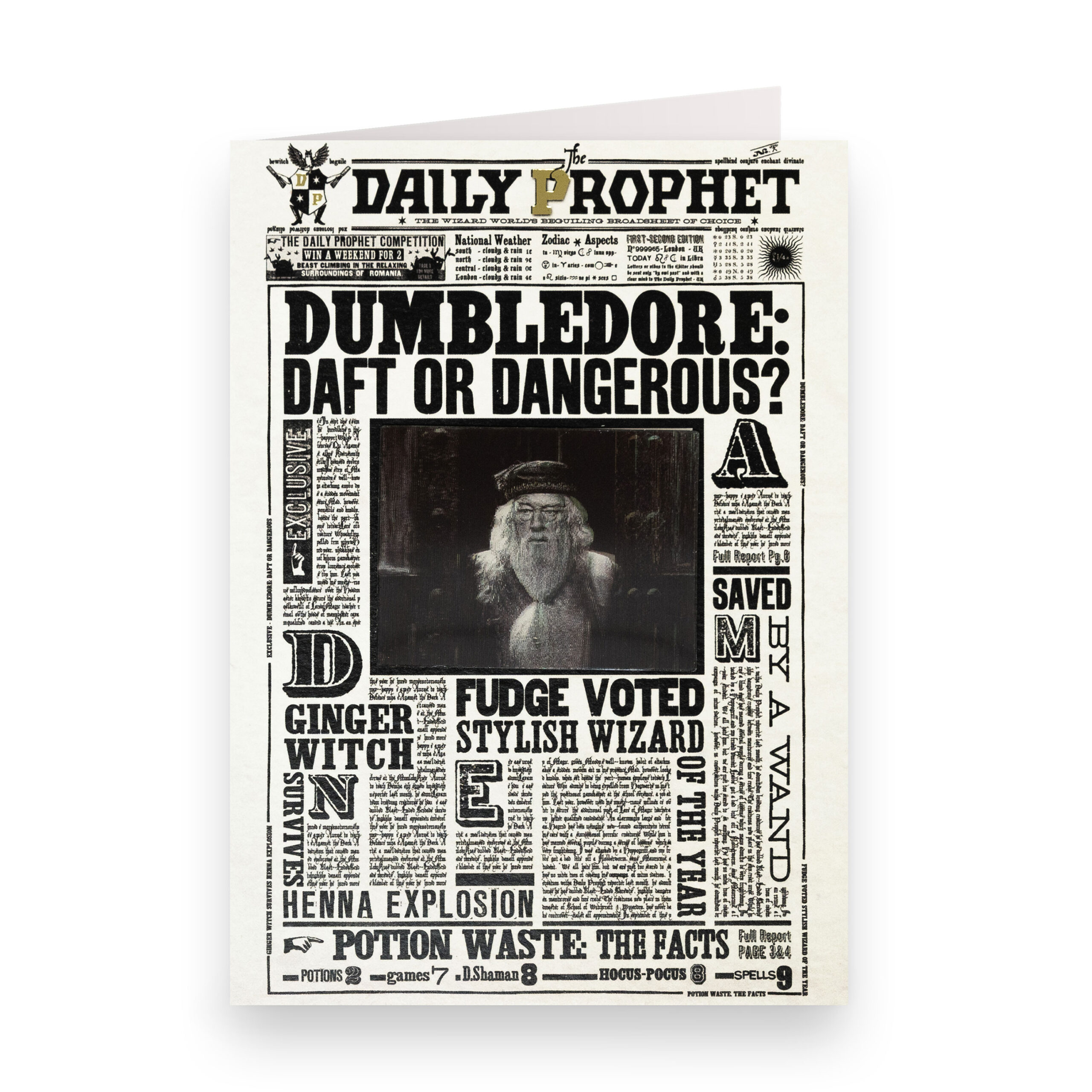 TARJETA DE NOTAS (LENTICULAR) El profeta diario - ‘Dumbledore: ¿tonto o peligroso?’ 2 TARJETA DE NOTAS (LENTICULAR) El profeta diario - ‘Dumbledore: ¿tonto o peligroso?’ - Imagen 2