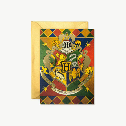 TARJETA DE NOTAS (CON DETALLES METALIZADOS) Escudo de Hogwarts