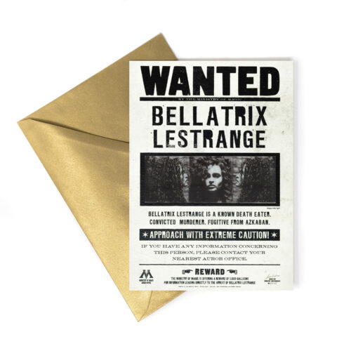 TARJETA (LENTICULAR) Ministerio de Magia - Se busca a Bellatrix Lestrange