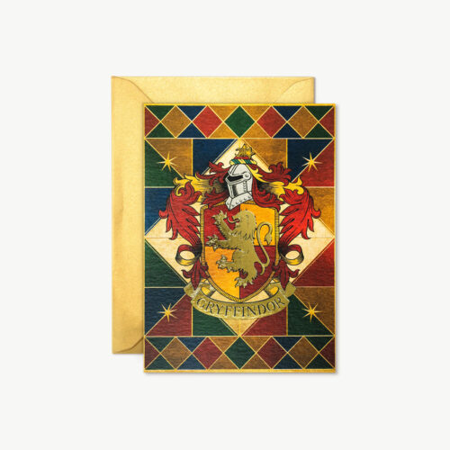 TARJETA(con detalles metalizados)Hogwarts - Escudo de la Casa Gryffindor