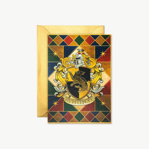 TARJETA DE NOTAS (CON DETALLES METALIZADOS) Hogwarts - Escudo de la Casa Hufflepuff