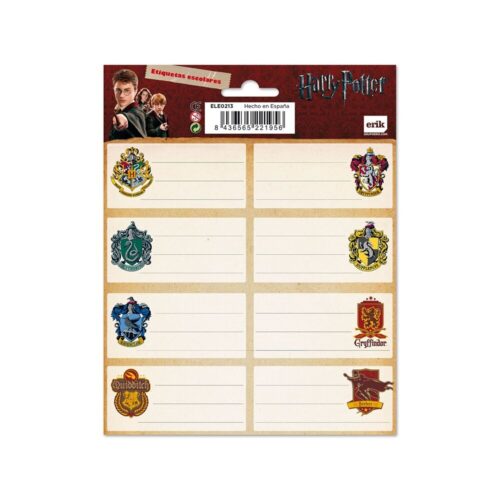 Etiquetas adhesivas escudos Hogwarts Harry Potter