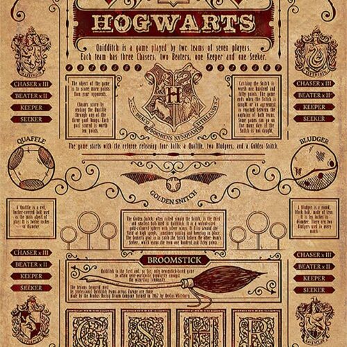 Póster reglas de Quidditch en Hogwarts