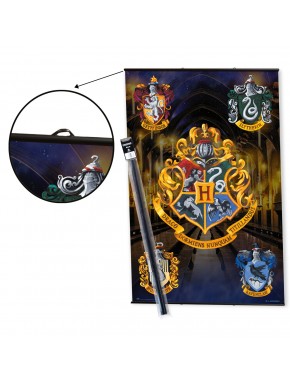 Pack póster escudos de Hogwarts con colgador