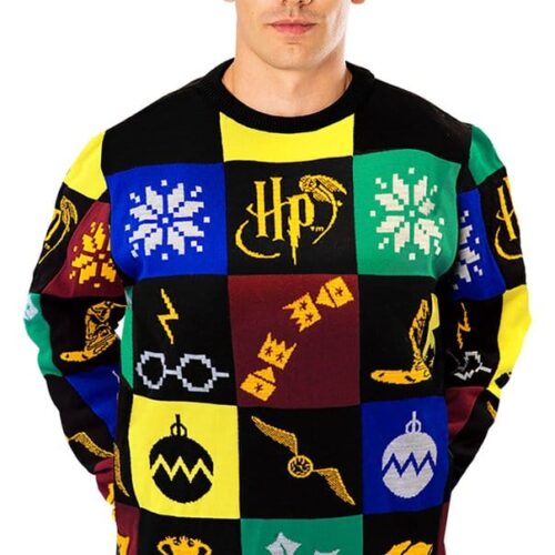 Harry Potter Sudadera navideña Deluxe Patchwork Knitted Talla L