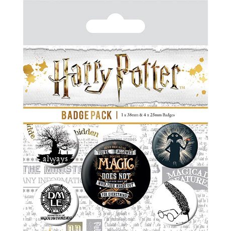 Pack de 5 chapas símbolos de Harry Potter